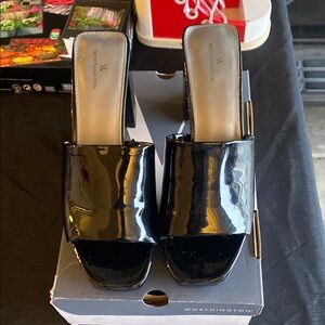 Worthington Black Patent Mules